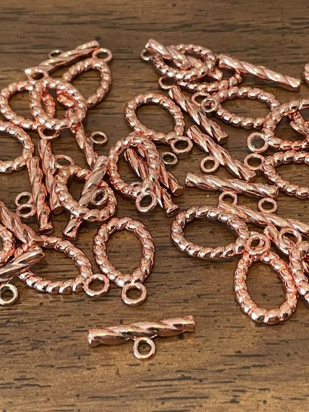 THIRTY (30) Copper-Plated Twisted Rope TOGGLE CLASPS